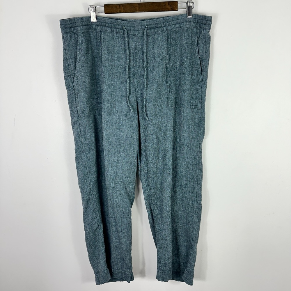 Pure Jill XL Tall Linen Cotton Pants Blue Relaxed Minimalist Quiet Luxury Preppy